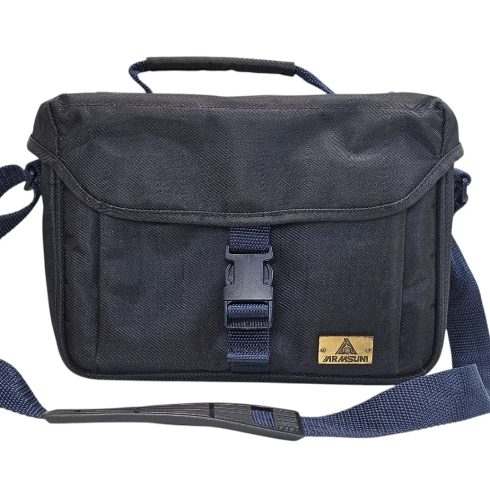 Armsuni Vintage Navy Padded Camera Bag, Divider, Secure Buckle, EUC